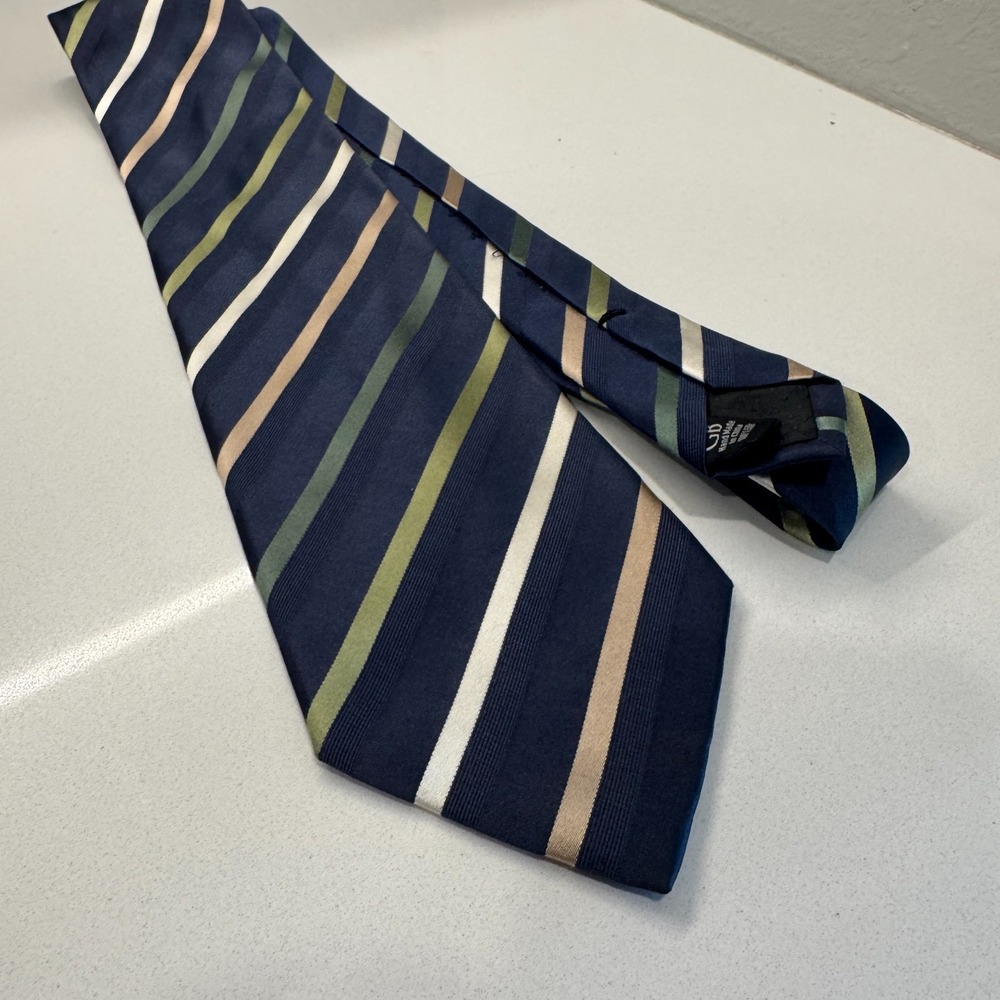 Geoffrey Beene Tie Blue Stripe Silk Woven Stripe Handmade Necktie Business‎